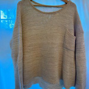 Women's Joah Brown Scoopneck Cableknit Oatmeal Sweater